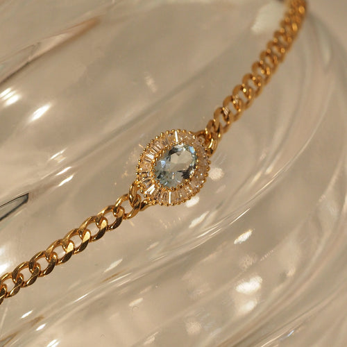 The Aquamarine Quincy Gold Chain Bracelet