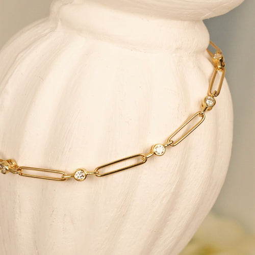 The Bezel Diamond Link Chain Bracelet