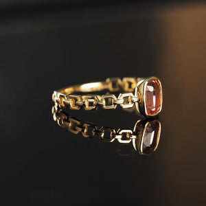 The Orange Pink Spinel Mini Gold Chain Ring