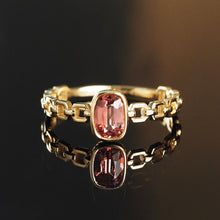 Load image into Gallery viewer, The Orange Pink Spinel Mini Gold Chain Ring