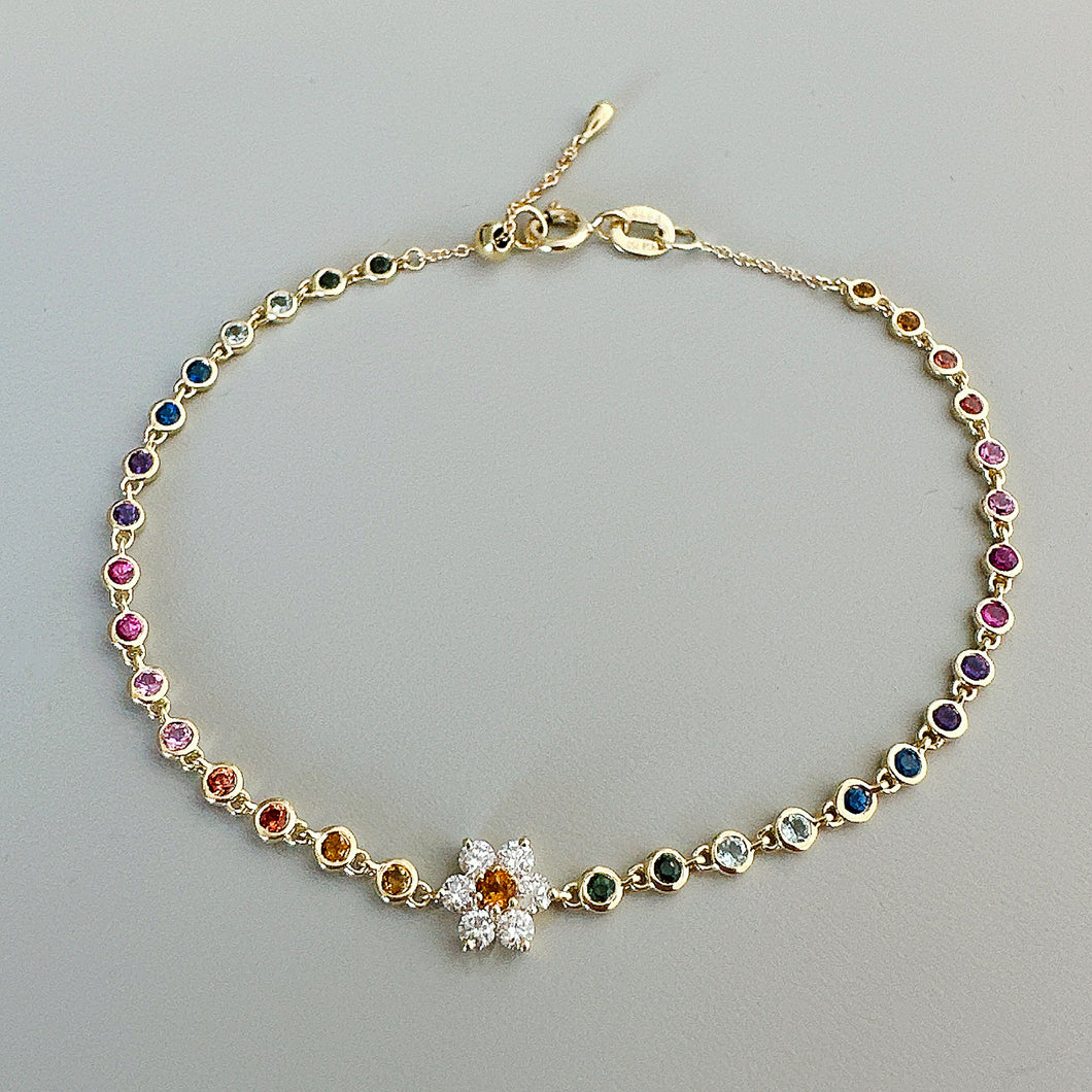 Diamond Floral Rainbow Bracelet
