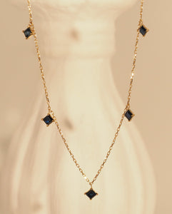 The Blue Sapphire Square Charms Necklace