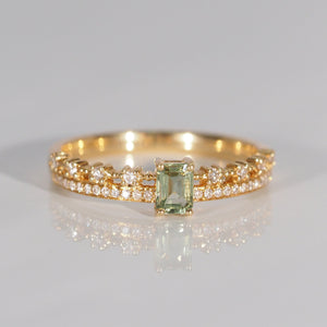 Green Sapphire Dual Diamond Band Ring