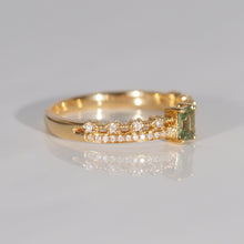 Load image into Gallery viewer, Green Sapphire Dual Diamond Band Ring