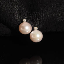 Load image into Gallery viewer, Akoya Pearl Earrings with Diamonds