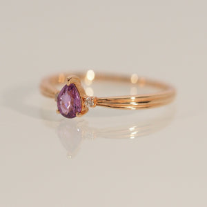 Purple Sapphire Pear Ring