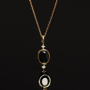 The Bezel Oval Necklace with Black Spinel
