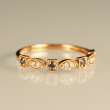 Load image into Gallery viewer, The Blue Sapphire Square and Diamond Marquise Ring
