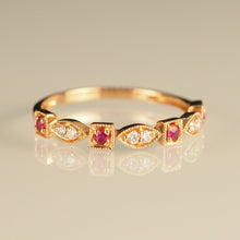 Load image into Gallery viewer, The Ruby Square and Diamond Marquise Ring