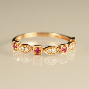 The Ruby Square and Diamond Marquise Ring