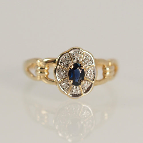 Blue Sapphire Lotus Ring